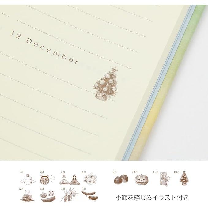 Midori 12-Month Consecutive Door Diary – Seasonal Illustrated Journal with MD Paper