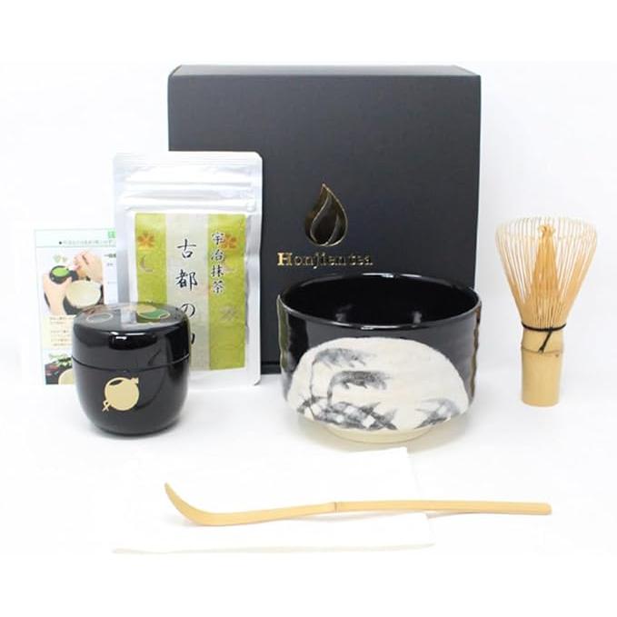 Honjien Matcha Tea Set – Beginner-Friendly 6-Piece Uji Matcha Kit with Utensils & Instruction Guide