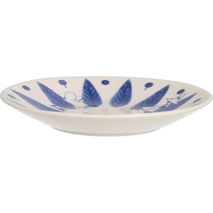 Moomin Blue Flora 13 cm Ceramic Plate – Leaf Design | Yamaka Japan (Microwave & Dishwasher Safe)