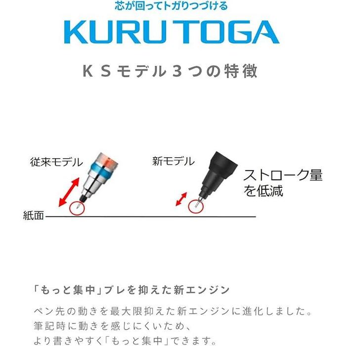 Mitsubishi Pencil Kuru Toga KS Rotating Mechanical Pencil 0.5 mm – Light Gray