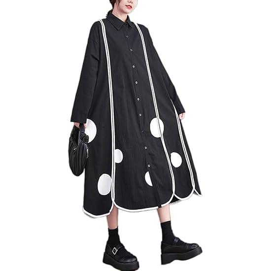 Minesam Long Shirt Dress - Black lady bug FREE SIZE (MULTIPLE COLOR OPTIONS)