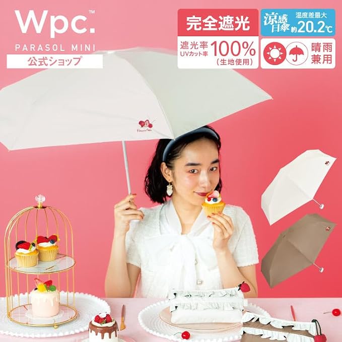Wpc. Mini Paraguas Plegable con Motivo de Pastel – 100% Bloqueo de Luz, UPF50+