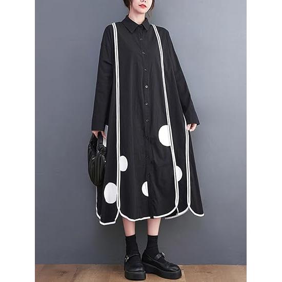 Minesam Long Shirt Dress - Black lady bug FREE SIZE (MULTIPLE COLOR OPTIONS)