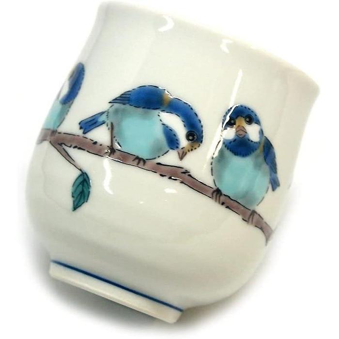 Kutani Ware Yunomi Tea Cup – Mountain Sparrow Design | Wazano Kura Japanese Porcelain