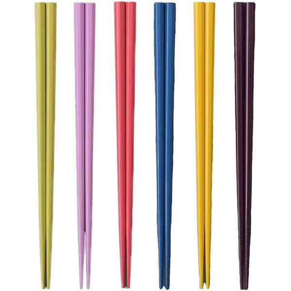Yamax Wakasa Lacquer Chopsticks Set of 6 – Colorful Octagonal Japanese Chopsticks, Dishwasher Safe