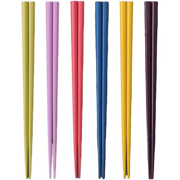 Yamax Wakasa Lacquer Chopsticks Set of 6 – Colorful Octagonal Japanese Chopsticks, Dishwasher Safe