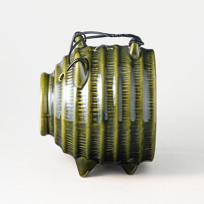 Banko Ware Mosquito Pig Coil Holder Oribe Green | Japanese Ceramic Mosquito Repellent Incense Burner