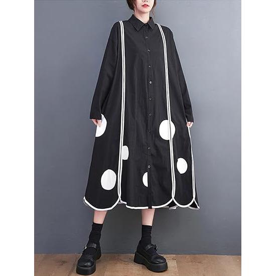 Minesam Long Shirt Dress - Black lady bug FREE SIZE (MULTIPLE COLOR OPTIONS)