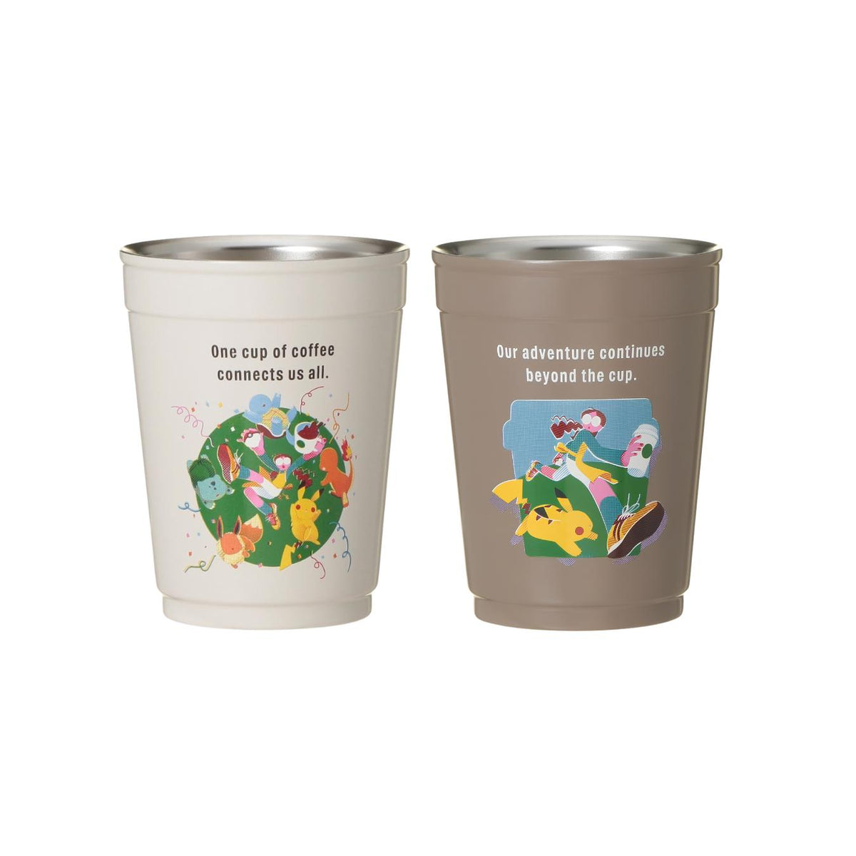 Pokémon + Starbucks Japon Tasse en Acier Inoxydable 2 Voies & Support 355ml – Aventure Café / Connexion Café