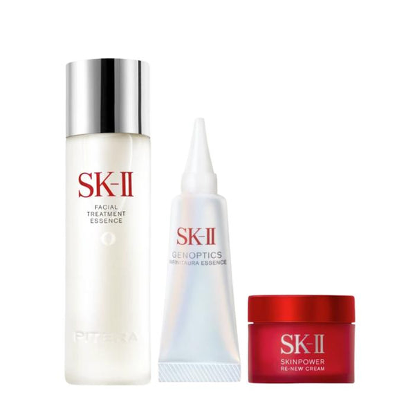 SK-II Pitera™ Best Collection Renew Edition – Facial Treatment Essence 75mL, Whitening Serum 10mL & Moisturizing Cream 15g | Brightening, Anti-Aging & Hydrating Skincare Gift Set［Alcohol-free]