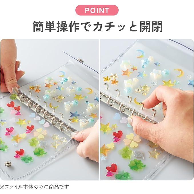 KOKUYO Kollektion Datei A6 Transparent – 6-Ring Nachfüllbarer Sticker- und Kleinteileordner GFU-HB101T