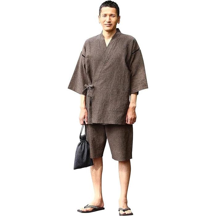 WATANOSATO Kurume Chijimi Jinbei Set – Breathable Cotton, Traditional Japanese Loungewear for Men, Casual Summer Wear (8 Colors, Sizes S–3L)