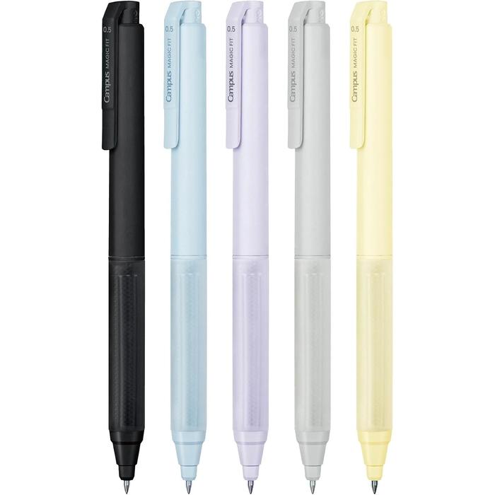 KOKUYO Campus Magic Fit Gel Ink Ballpoint Pen 5-Color Body Set – Black Ink, 0.4mm / 0.5mm