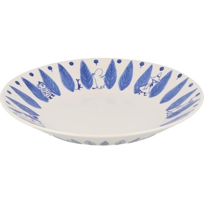Moomin Blue Flora Plate 22 cm – Leaf Design | Yamaka Japan (Ceramic, Microwave & Dishwasher Safe)