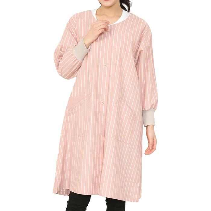 Nishiki Women’s Haori Kappogi Apron – Long-Length, Rib Sleeve, Chambray Fabric with Pockets