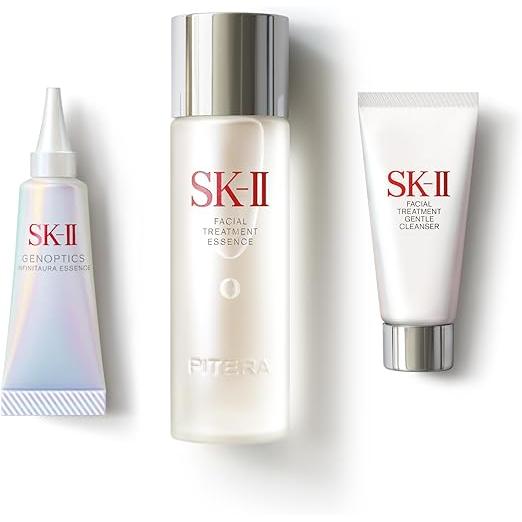 SK-II Pitera™ Infinite Aura Skincare Kit | Essence 75mL, Cleanser 20g & Whitening Serum 10mL – Brightening, Anti-Aging & Hydrating Trial Gift Set with Niacinamide［Alcohol-free]