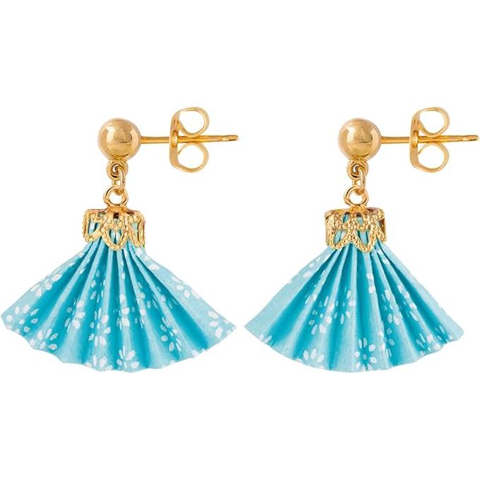 Noren Women’s Origami Earrings – Japanese Washi Origami Cranes, Fans, and Shuriken, Handmade, Hypoallergenic Surgical Stainless Steel