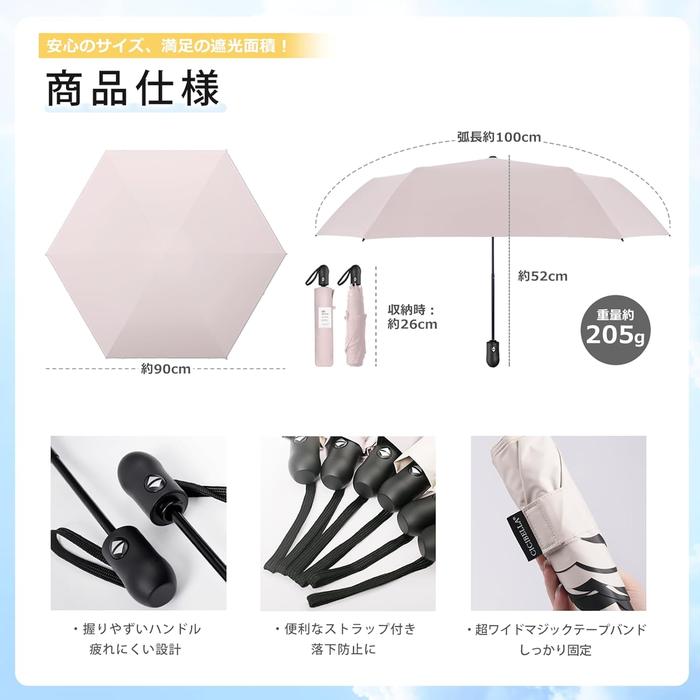 CICIBELLA Folding UV Umbrella Lilac Ash (Frill) – Automatic Open/Close Sun & Rain Umbrella with UV Cut