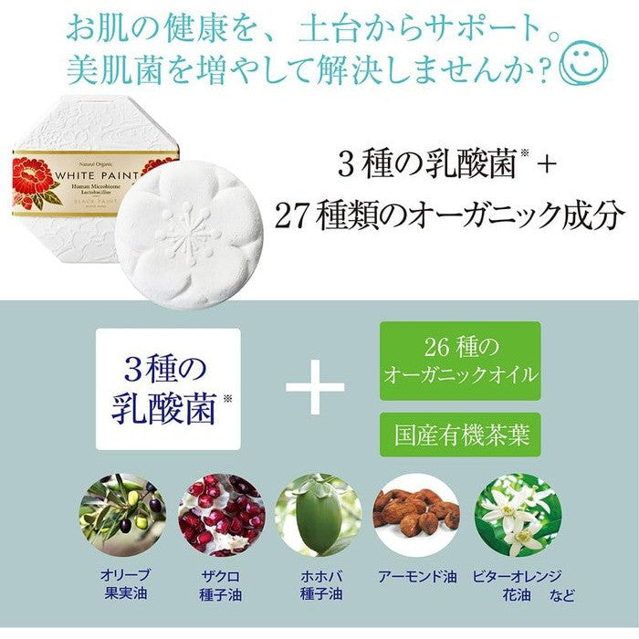AWARD WINNING! High-class ANTIAGING organic soap with lactic acid bacteria (WHITE PAINT-KYOTO) 120g (No Alcohol)