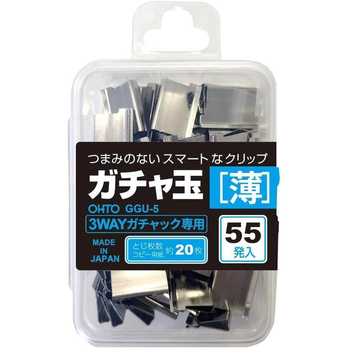 OHTO Gachuck Refill Clips – Reusable Stainless Steel Paper Clips | Thin / Medium / Thick