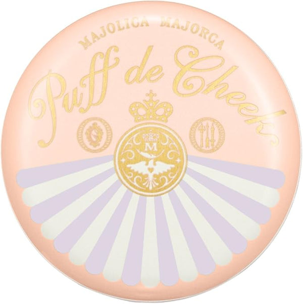 MAJOLICA MAJORCA Puff de Cheek OR302 Apricot Macaron 7g | Long-Lasting Powder Blush with Puff | Natural Radiant Finish［Alcohol-free]