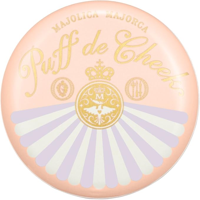 MAJOLICA MAJORCA Puff de Cheek OR302 Apricot Macaron 7g | Long-Lasting Powder Blush with Puff | Natural Radiant Finish［Alcohol-free]