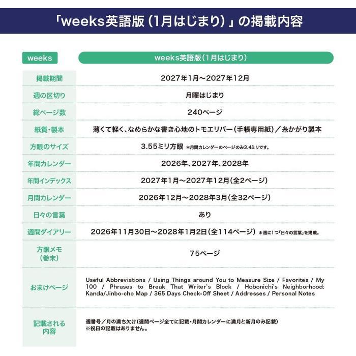 Hobonichi Techo 2027 Weeks English Edition – Weekly Planner, 11 Cover Designs
