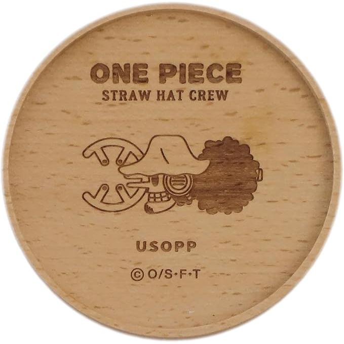 One Piece Straw Hat Pirates Wooden Coaster – Laser-Engraved Natural Wood, Made in Japan