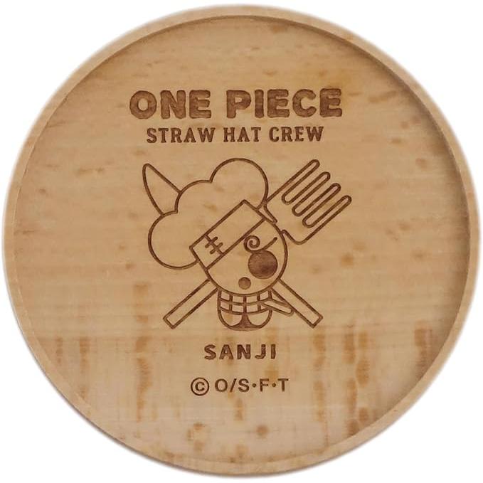 One Piece Straw Hat Pirates Wooden Coaster – Laser-Engraved Natural Wood, Made in Japan