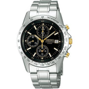 Seiko Selection SBTQ043 Men’s Quartz Chronograph Watch – Black & Gold Dial Stainless Steel 100m Water Resistant