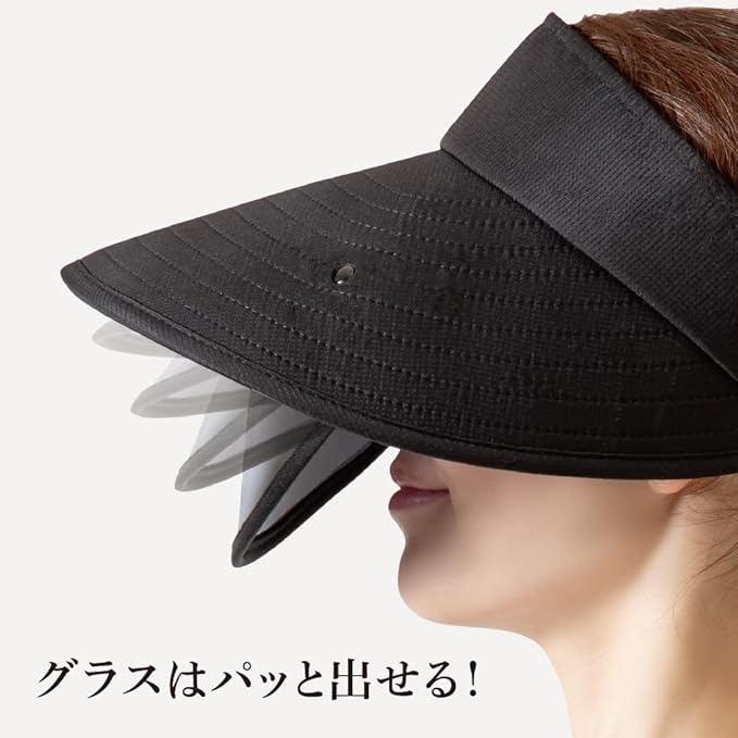 Alphax UV Protection Sun Visor Hat – Retractable Glass Visor, Black