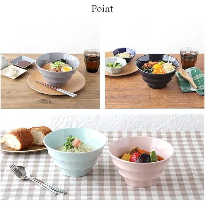 EAST Table Lightweight Ramen Donburi Bowl – Color Border Design, 19 cm (Multiple color options)