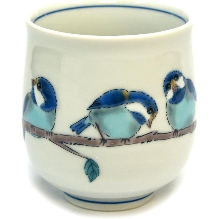 Kutani Ware Yunomi Tea Cup – Mountain Sparrow Design | Wazano Kura Japanese Porcelain