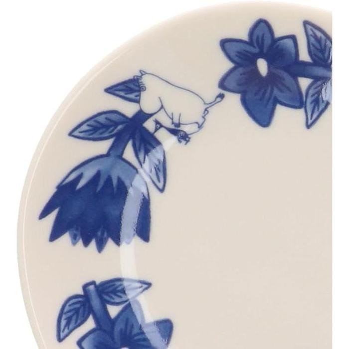 Moomin Blue Flora Plate 13 cm – Flower Design | Yamaka Japan (Ceramic, Microwave & Dishwasher Safe)