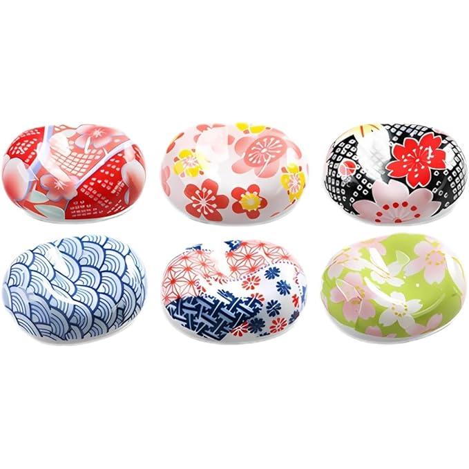 Chicer Floral Ceramic Chopstick Rest – Set of 6