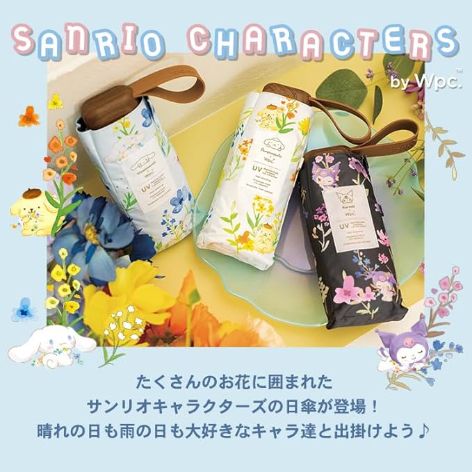 Wpc. Parasol Sanrio Characters x Wpc. Watercolor Flower Mini Saxophone (Cinnamoroll) – Stylish & Protective Folding Umbrella