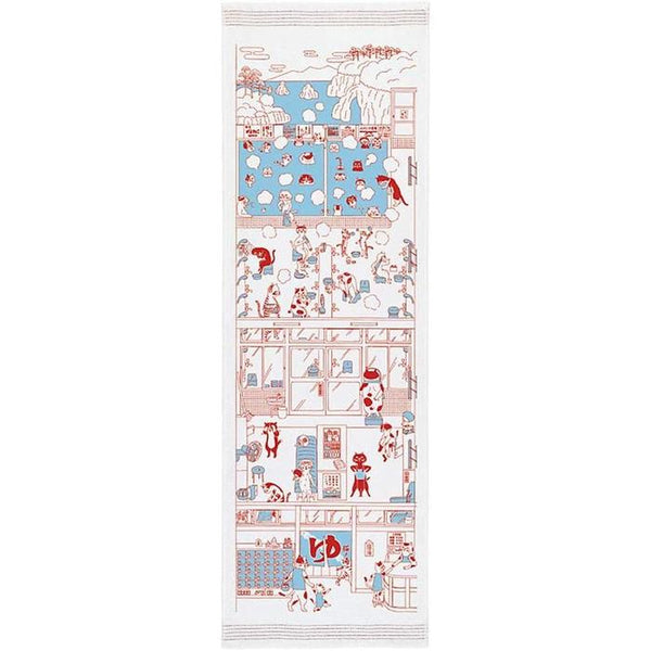 100% cotton towel with Cats in Onsen motif (Kontex)