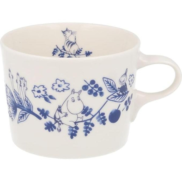 Moomin Blue Flora Ceramic Mug 260 ml – Cobana Small Flower Design | Yamaka Japan (Microwave & Dishwasher Safe)