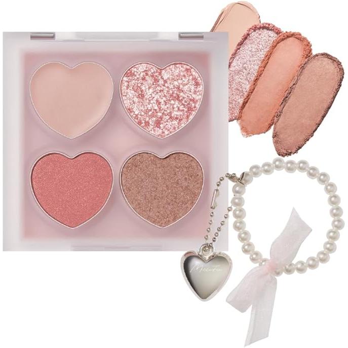 MilleFée Puffy Tear Bag Palette – 4-in-1 Eye Shadow, Concealer & Glitter [Alcohol-Free]