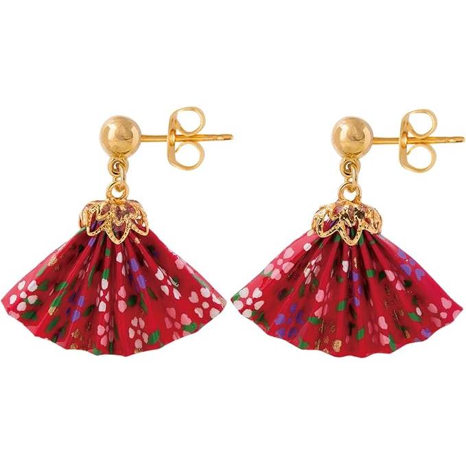 Noren Women’s Origami Earrings – Japanese Washi Origami Cranes, Fans, and Shuriken, Handmade, Hypoallergenic Surgical Stainless Steel