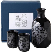 Ale-net Silver Cherry Blossom Sake Set – Mino Ware Tokkuri & Cups | Japanese Porcelain, Made in Japan