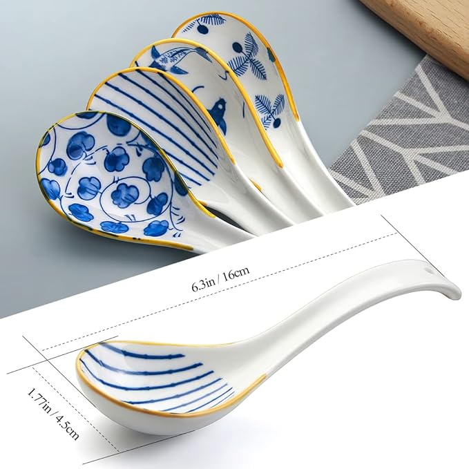 Ceramic Soup Spoon Set – 4 Pieces, 16 cm (2 Variants Available)