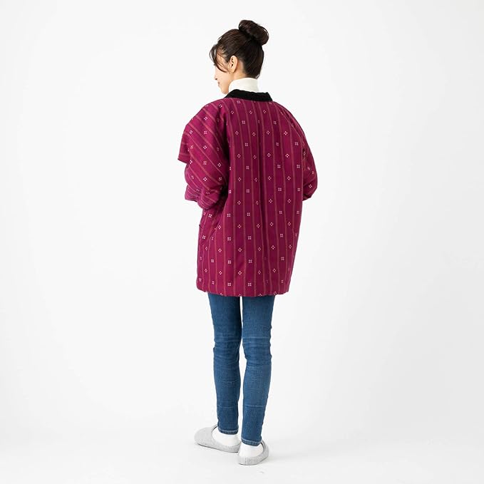 Women’s Kurume Hanten | Handmade Padded Slip-On Robe | Traditional Japanese Indoor Jacket