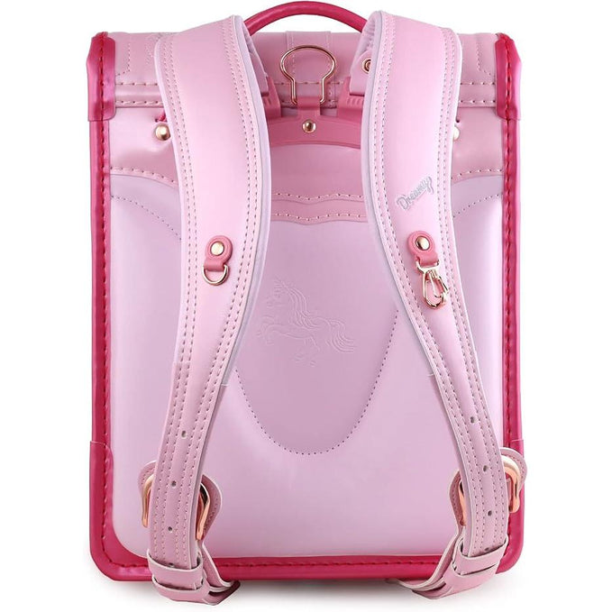 Mochila Escolar Randoseru Coulomb Unicorn Japonesa para Niñas – Acabado Perla, Compatible con A4