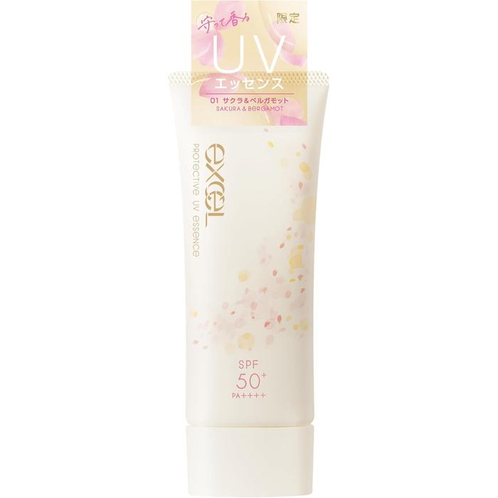 Excel Protective UV Essence – Sakura & Bergamot Sunscreen SPF50+ PA+++ (2025 Edition) 60g [With alcohol]