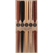 Fujiboeki Octagonal Wooden Chopsticks 9-Inch – Natural Wood Auspicious Set of 5