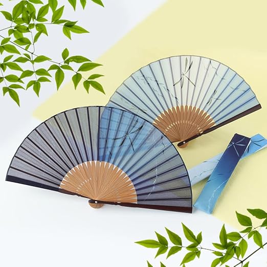 Osaka Choseido Fan Set – Stylish Sensu with Dragonfly Design, Case, and Handkerchief (COLOR CHOOSE)