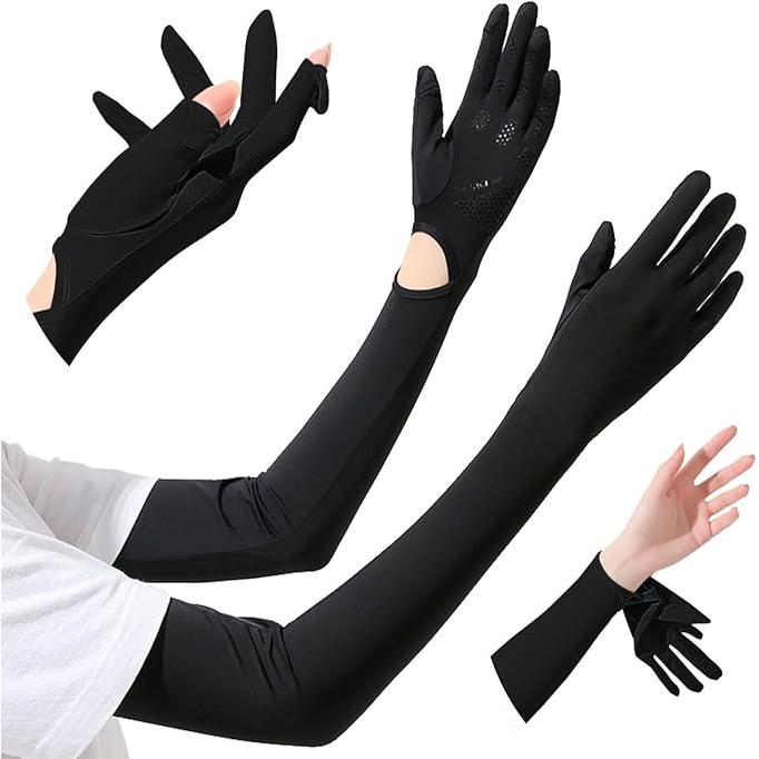 [Fortulux] Women's Arm Covers – Long UV Protection, Cooling Comfort, Full Coverage to Fingertips [UPF50+]