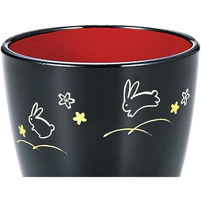 Miyamoto Sangyo Dream Rabbit Soba Inokuchi Bowl 240ml | Japanese Noodle Sauce Cup, Black, Microwave & Dishwasher Safe