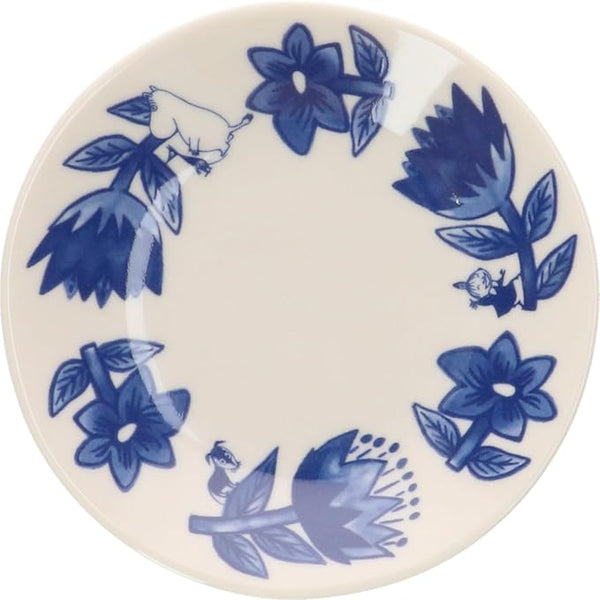 Moomin Blue Flora Plate 13 cm – Flower Design | Yamaka Japan (Ceramic, Microwave & Dishwasher Safe)